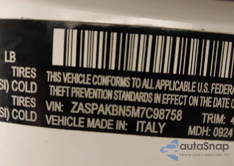 2021 Alfa Romeo Stelvio Ti Awd from USA, damaged, VIN ZASPAKBN5M7C98758
